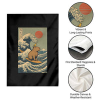 Capybara Surfing Japanese Garden Flag Vintage Great Wave Off Kanagawa Anime Kawaii - Wonder Print Shop