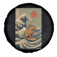 Capybara Surfing Japanese Spare Tire Cover Vintage Great Wave Off Kanagawa Anime Kawaii - Wonder Print Shop