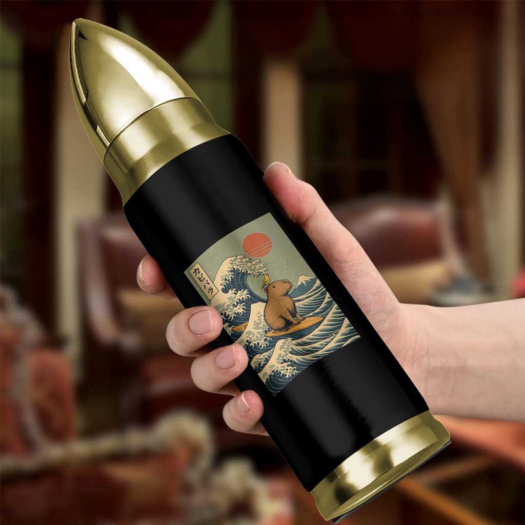 Capybara Surfing Japanese Bullet Tumbler Vintage Great Wave Off Kanagawa Anime Kawaii - Wonder Print Shop