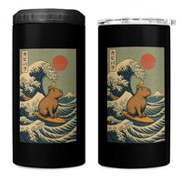 Capybara Surfing Japanese 4 in 1 Can Cooler Tumbler Vintage Great Wave Off Kanagawa Anime Kawaii - Wonder Print Shop