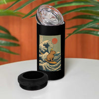 Capybara Surfing Japanese 4 in 1 Can Cooler Tumbler Vintage Great Wave Off Kanagawa Anime Kawaii - Wonder Print Shop