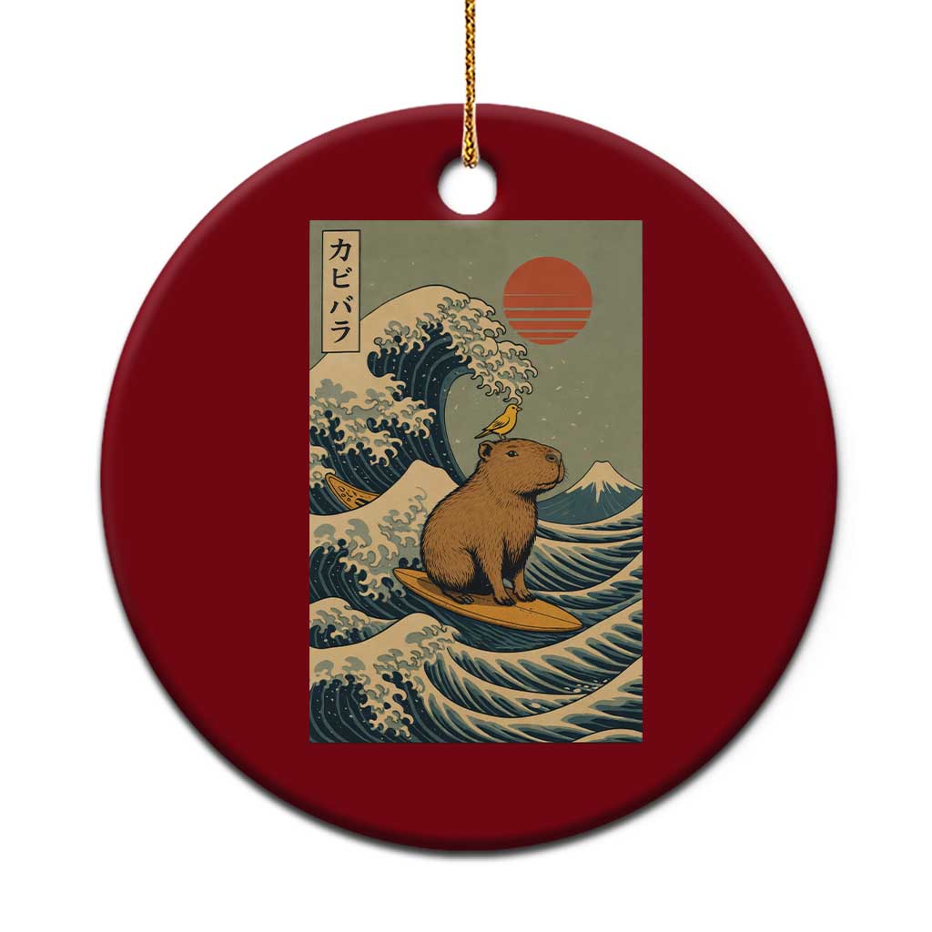 Capybara Surfing Japanese Ceramic Ornament Vintage Great Wave Off Kanagawa Anime Kawaii - Wonder Print Shop