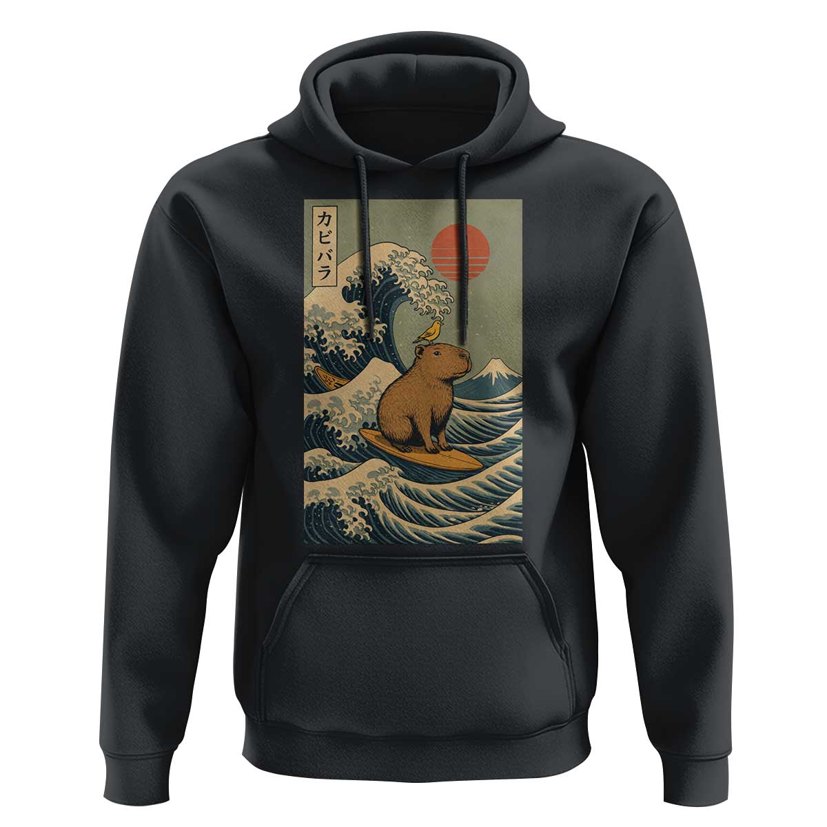 Capybara Surfing Japanese Hoodie Vintage Great Wave Off Kanagawa Anime Kawaii - Wonder Print Shop