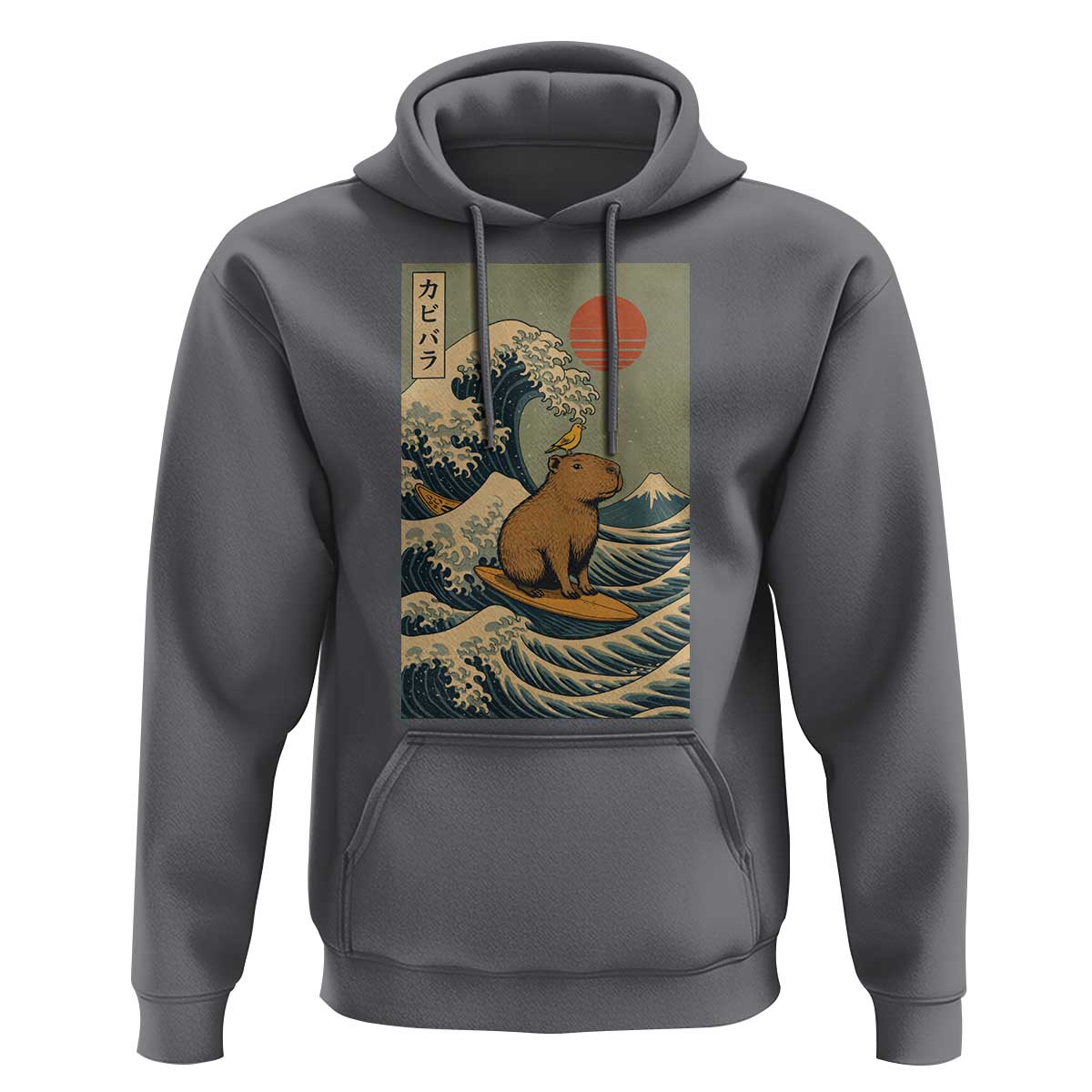 Capybara Surfing Japanese Hoodie Vintage Great Wave Off Kanagawa Anime Kawaii - Wonder Print Shop