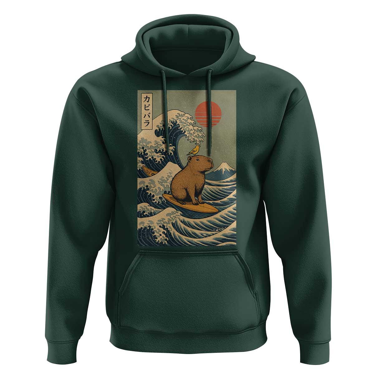 Capybara Surfing Japanese Hoodie Vintage Great Wave Off Kanagawa Anime Kawaii - Wonder Print Shop
