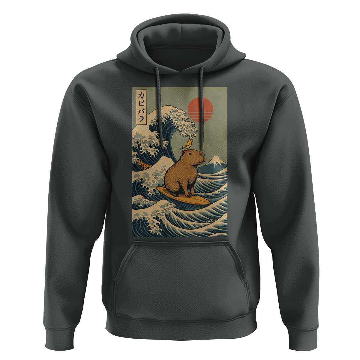 Capybara Surfing Japanese Hoodie Vintage Great Wave Off Kanagawa Anime Kawaii - Wonder Print Shop
