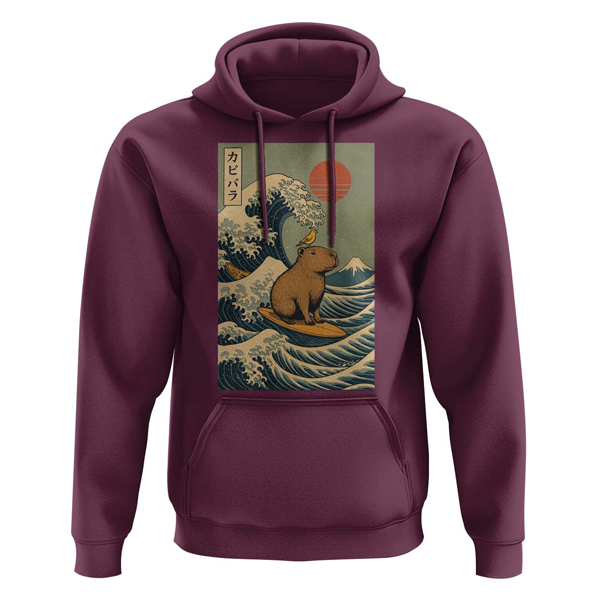 Capybara Surfing Japanese Hoodie Vintage Great Wave Off Kanagawa Anime Kawaii - Wonder Print Shop
