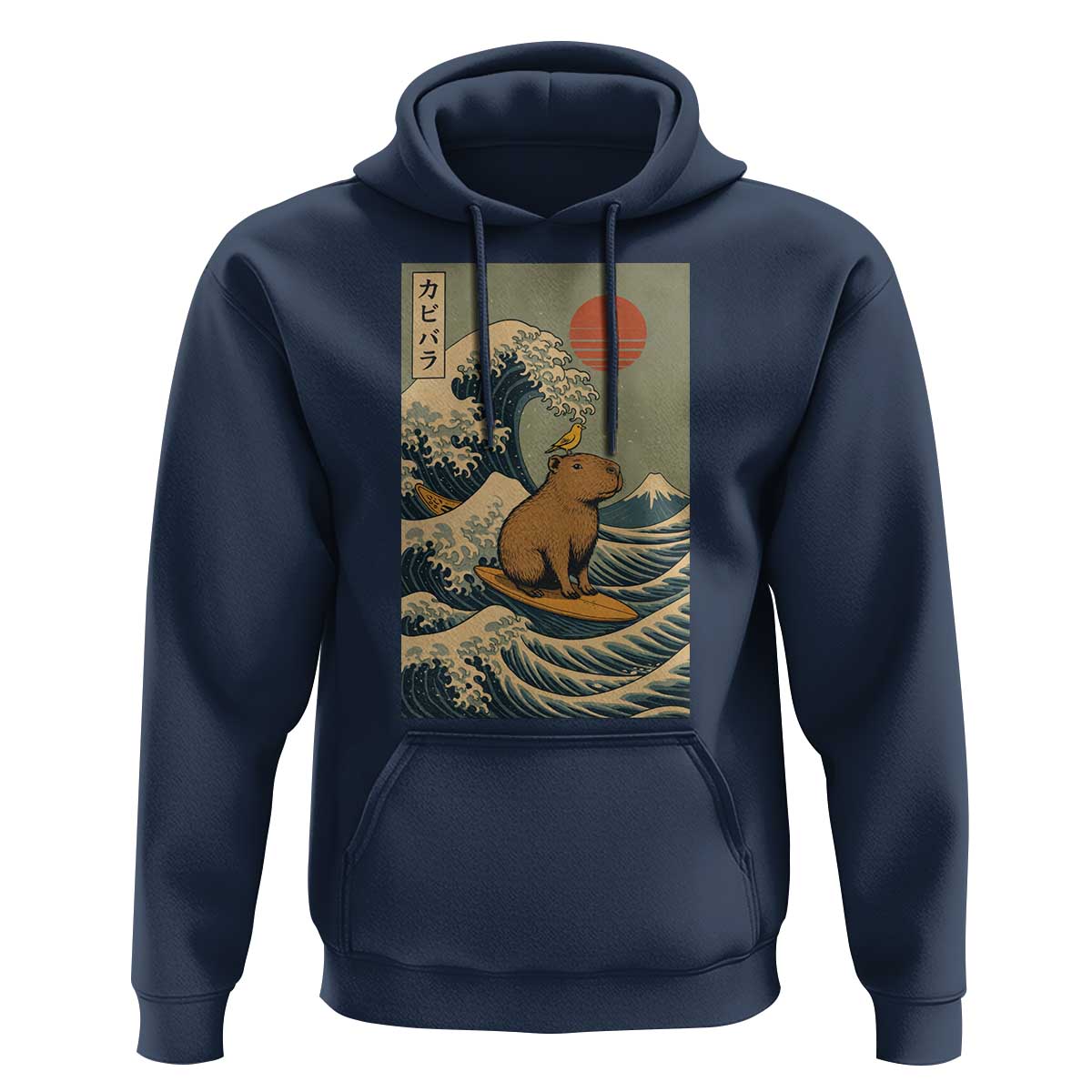 Capybara Surfing Japanese Hoodie Vintage Great Wave Off Kanagawa Anime Kawaii - Wonder Print Shop