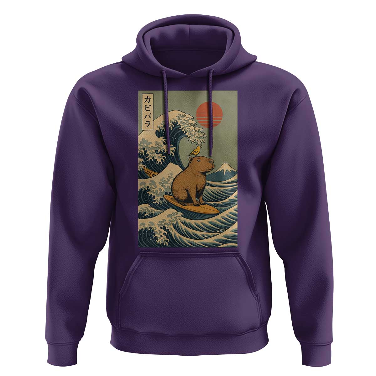 Capybara Surfing Japanese Hoodie Vintage Great Wave Off Kanagawa Anime Kawaii - Wonder Print Shop