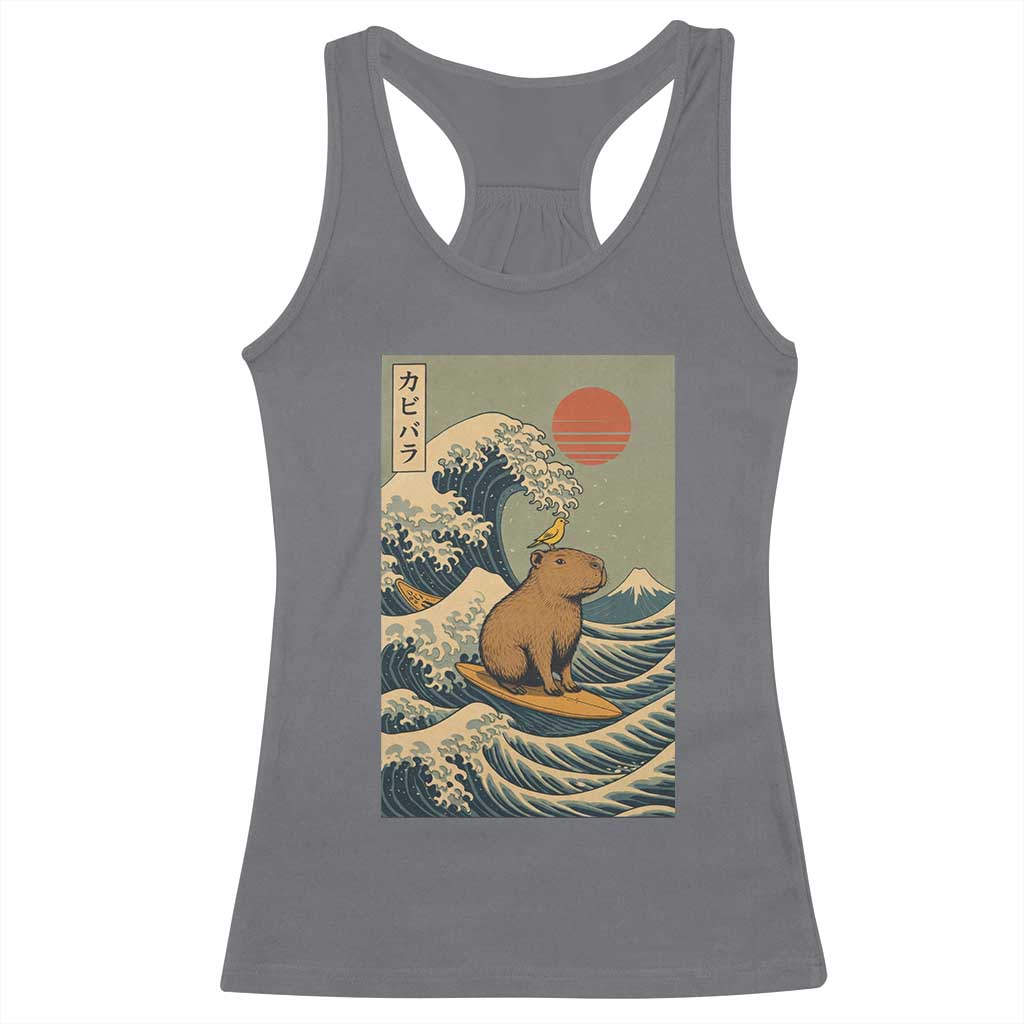 Capybara Surfing Japanese Racerback Tank Top Vintage Great Wave Off Kanagawa Anime Kawaii - Wonder Print Shop