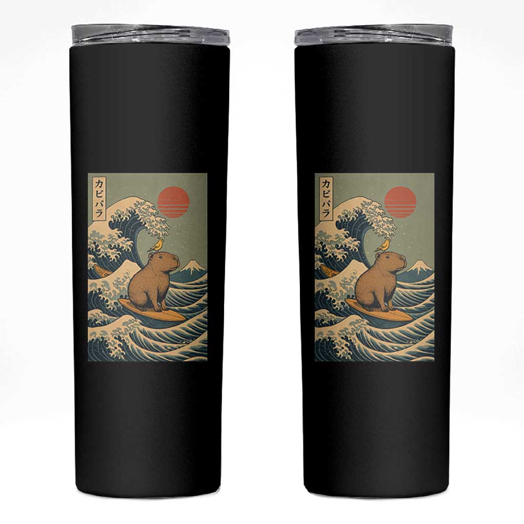 Capybara Surfing Japanese Skinny Tumbler Vintage Great Wave Off Kanagawa Anime Kawaii - Wonder Print Shop