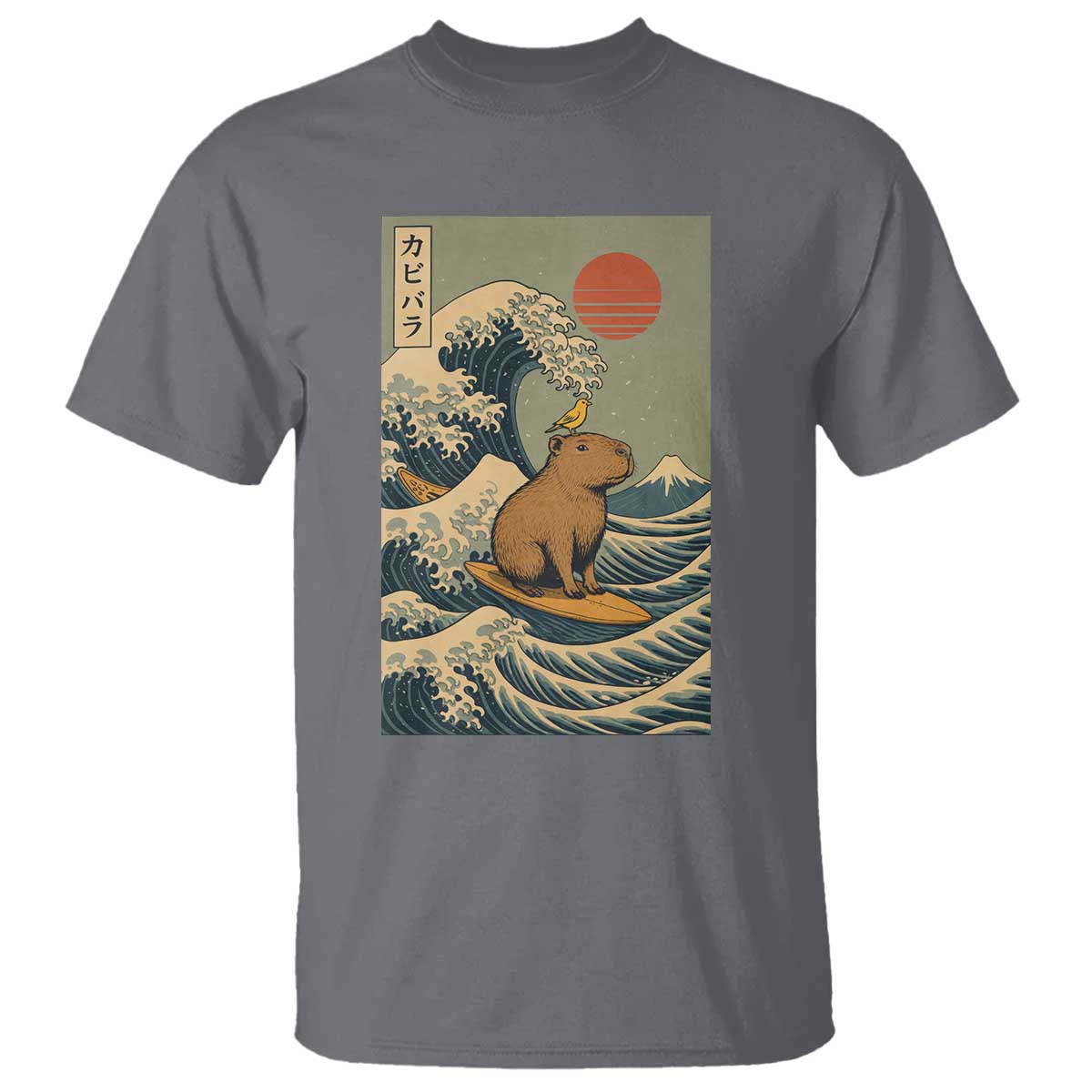 Capybara Surfing Japanese T Shirt Vintage Great Wave Off Kanagawa Anime Kawaii - Wonder Print Shop