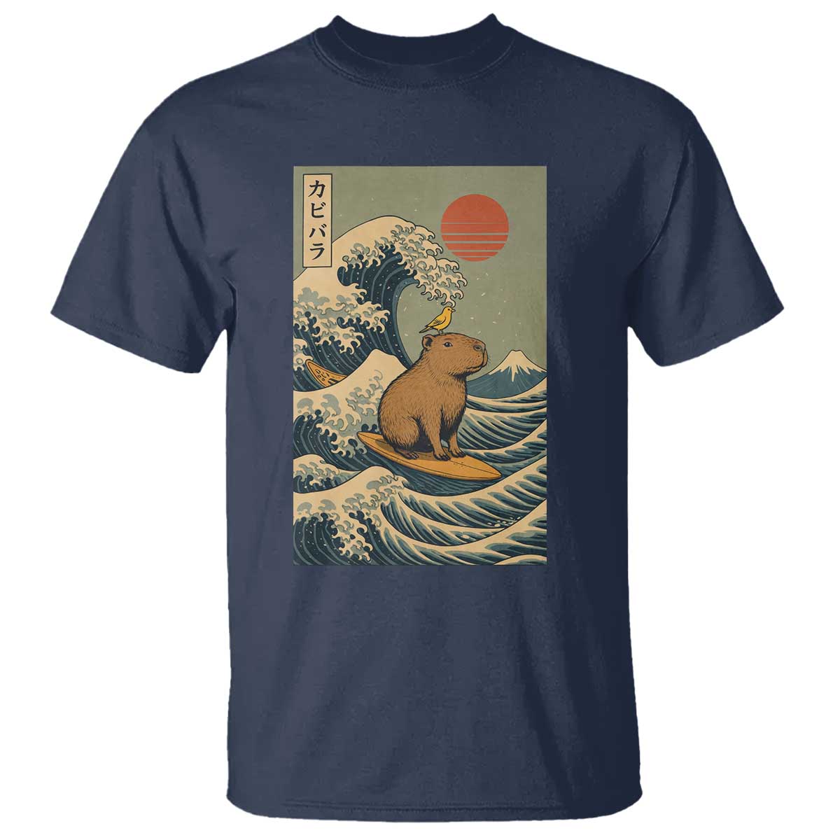 Capybara Surfing Japanese T Shirt Vintage Great Wave Off Kanagawa Anime Kawaii - Wonder Print Shop