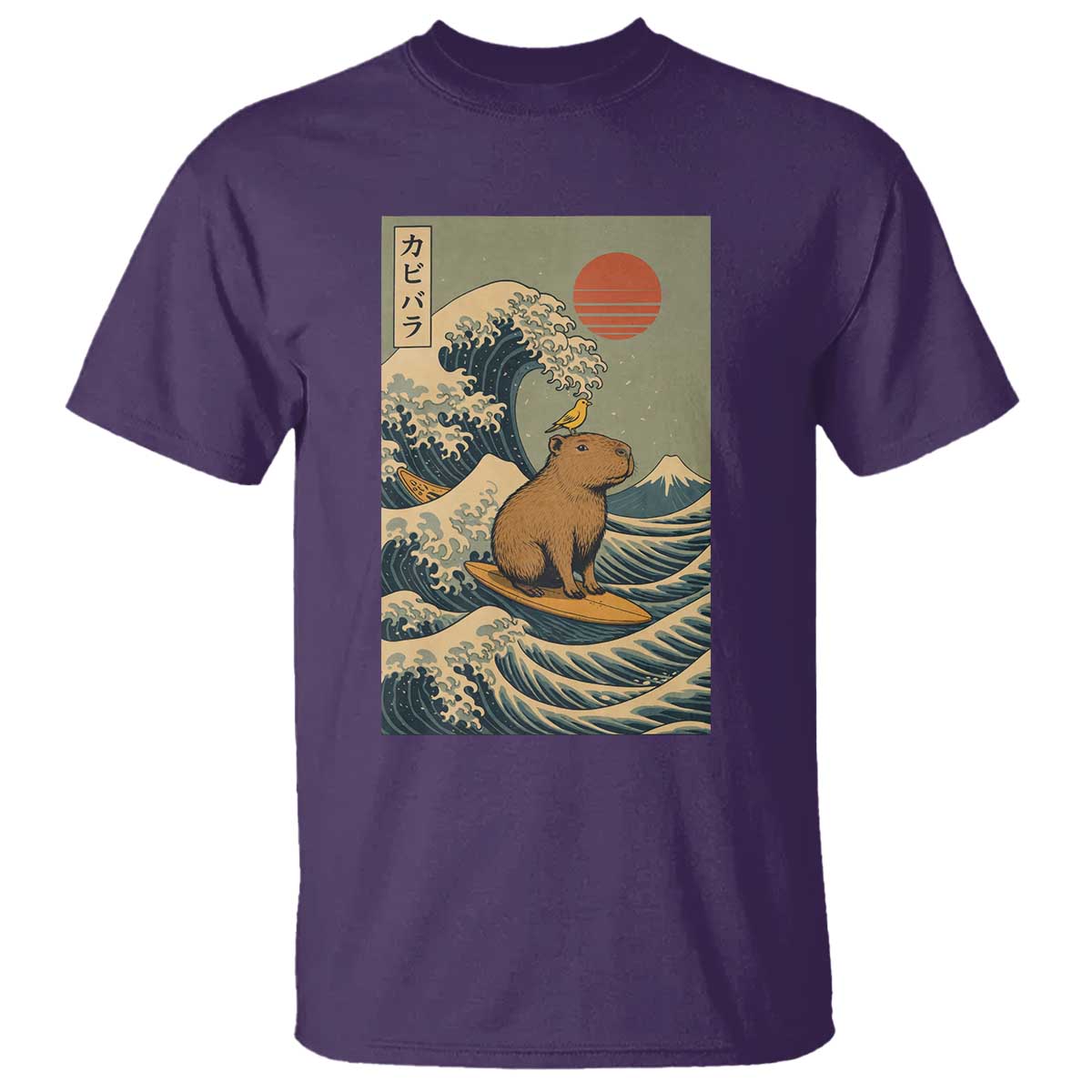 Capybara Surfing Japanese T Shirt Vintage Great Wave Off Kanagawa Anime Kawaii - Wonder Print Shop