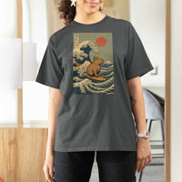 Capybara Surfing Japanese T Shirt For Women Vintage Great Wave Off Kanagawa Anime Kawaii - Wonder Print Shop