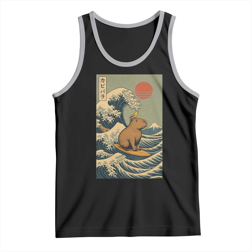 Capybara Surfing Japanese Tank Top Vintage Great Wave Off Kanagawa Anime Kawaii - Wonder Print Shop