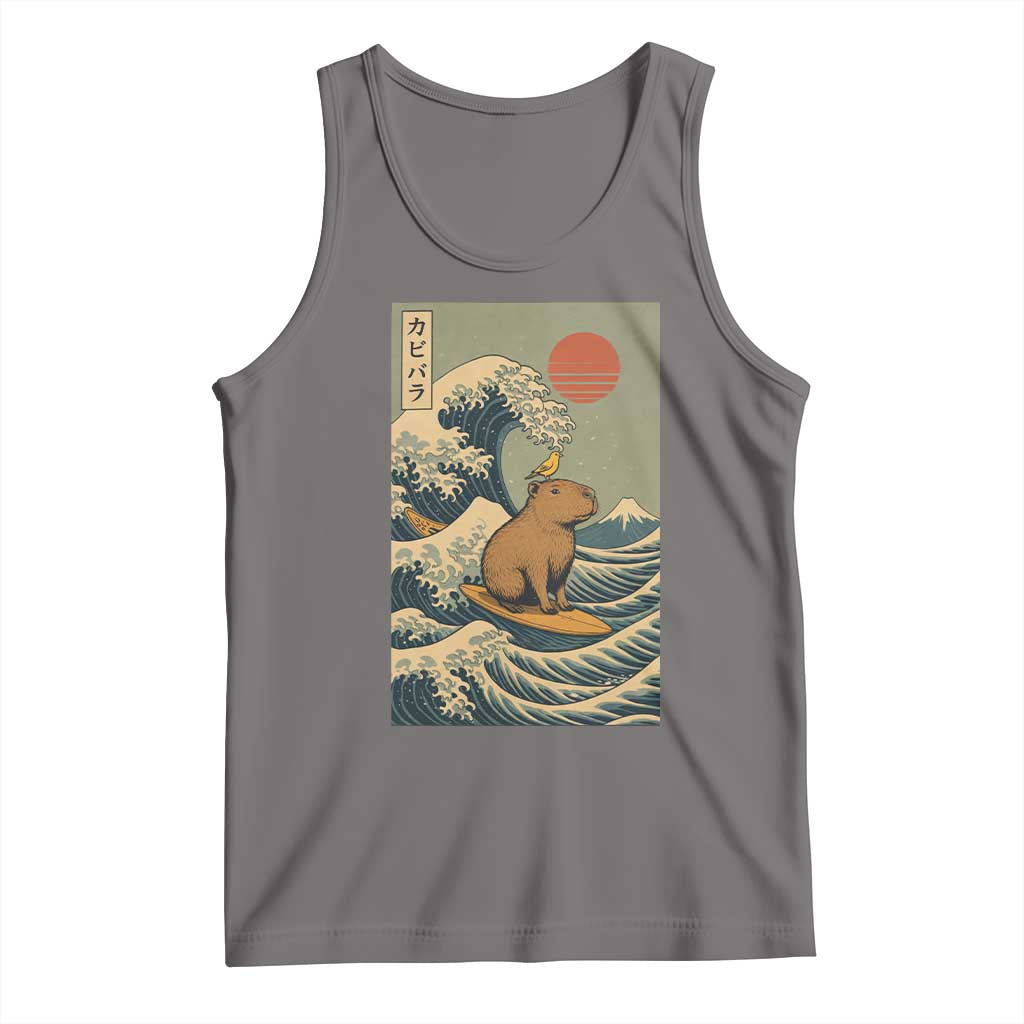 Capybara Surfing Japanese Tank Top Vintage Great Wave Off Kanagawa Anime Kawaii - Wonder Print Shop