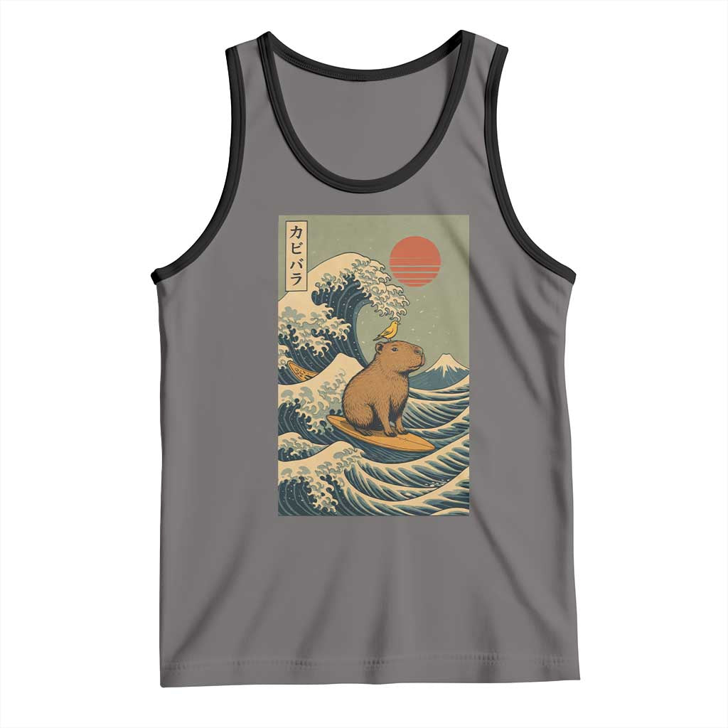 Capybara Surfing Japanese Tank Top Vintage Great Wave Off Kanagawa Anime Kawaii - Wonder Print Shop
