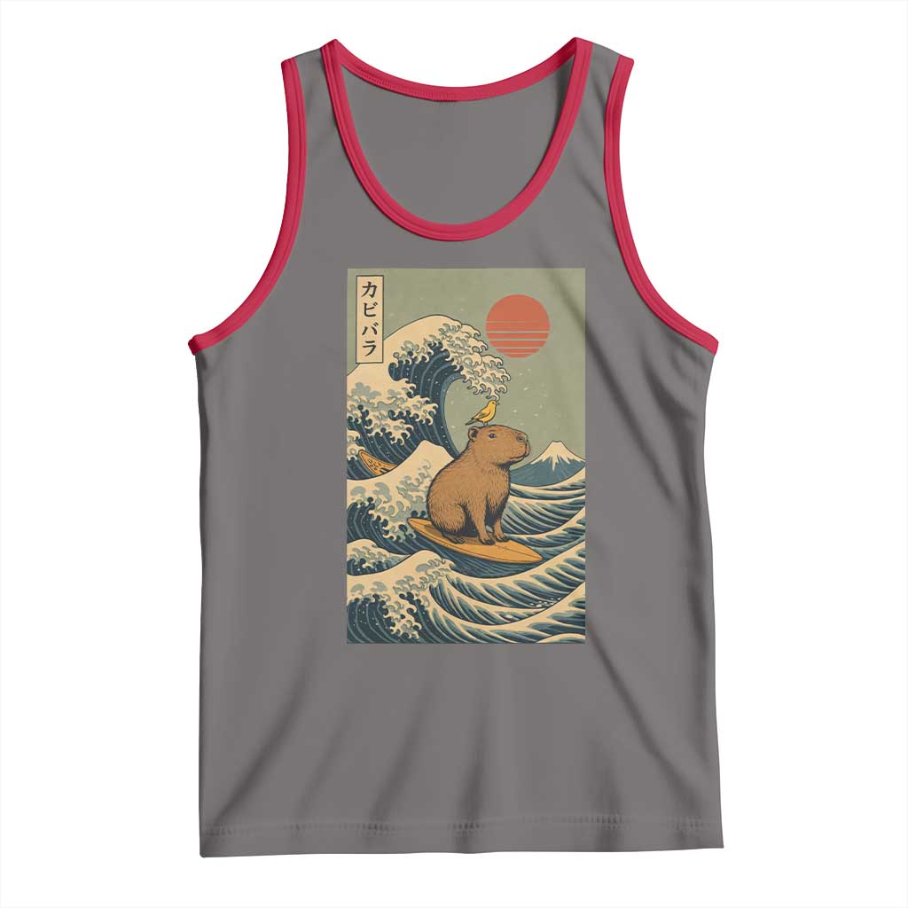 Capybara Surfing Japanese Tank Top Vintage Great Wave Off Kanagawa Anime Kawaii - Wonder Print Shop