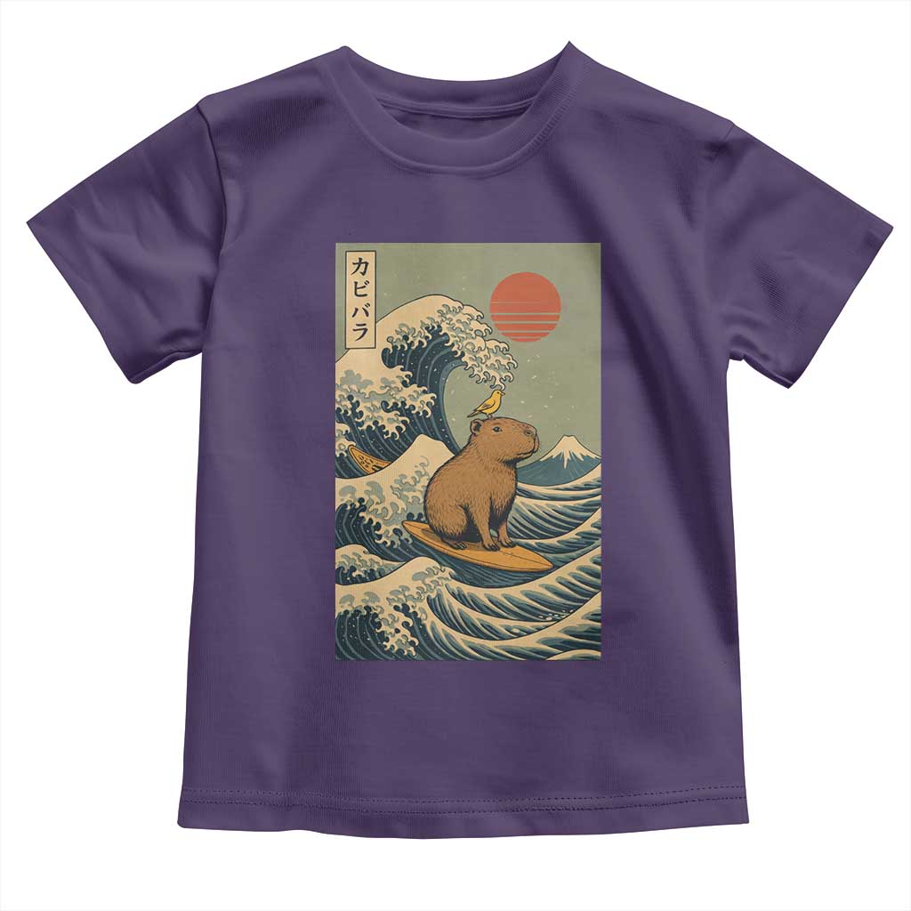 Capybara Surfing Japanese Toddler T Shirt Vintage Great Wave Off Kanagawa Anime Kawaii - Wonder Print Shop