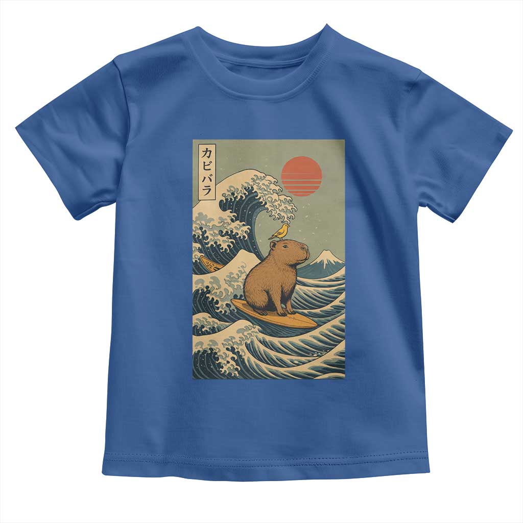 Capybara Surfing Japanese Toddler T Shirt Vintage Great Wave Off Kanagawa Anime Kawaii - Wonder Print Shop