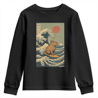 Capybara Surfing Japanese Youth Sweatshirt Vintage Great Wave Off Kanagawa Anime Kawaii - Wonder Print Shop
