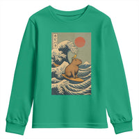 Capybara Surfing Japanese Youth Sweatshirt Vintage Great Wave Off Kanagawa Anime Kawaii - Wonder Print Shop