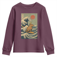 Capybara Surfing Japanese Youth Sweatshirt Vintage Great Wave Off Kanagawa Anime Kawaii - Wonder Print Shop