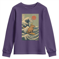 Capybara Surfing Japanese Youth Sweatshirt Vintage Great Wave Off Kanagawa Anime Kawaii - Wonder Print Shop