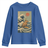 Capybara Surfing Japanese Youth Sweatshirt Vintage Great Wave Off Kanagawa Anime Kawaii - Wonder Print Shop
