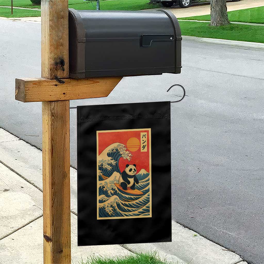 Panda Surfing Japanese Garden Flag Vintage Great Wave Off Kanagawa Anime Kawaii - Wonder Print Shop