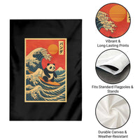 Panda Surfing Japanese Garden Flag Vintage Great Wave Off Kanagawa Anime Kawaii - Wonder Print Shop