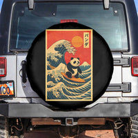 Panda Surfing Japanese Spare Tire Cover Vintage Great Wave Off Kanagawa Anime Kawaii - Wonder Print Shop