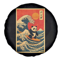 Panda Surfing Japanese Spare Tire Cover Vintage Great Wave Off Kanagawa Anime Kawaii - Wonder Print Shop