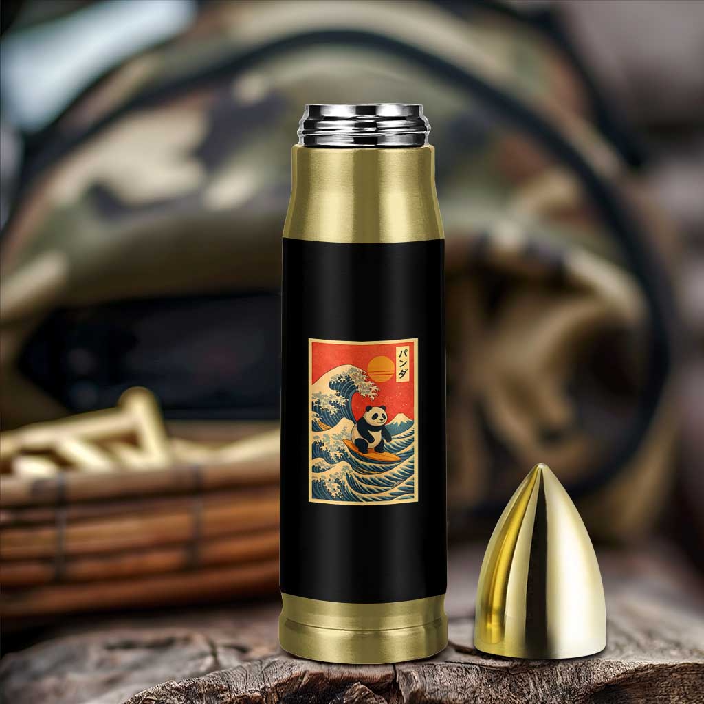 Panda Surfing Japanese Bullet Tumbler Vintage Great Wave Off Kanagawa Anime Kawaii - Wonder Print Shop