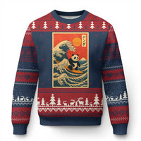 Panda Surfing Japanese Ugly Christmas Sweater Vintage Great Wave Off Kanagawa Anime Kawaii - Wonder Print Shop
