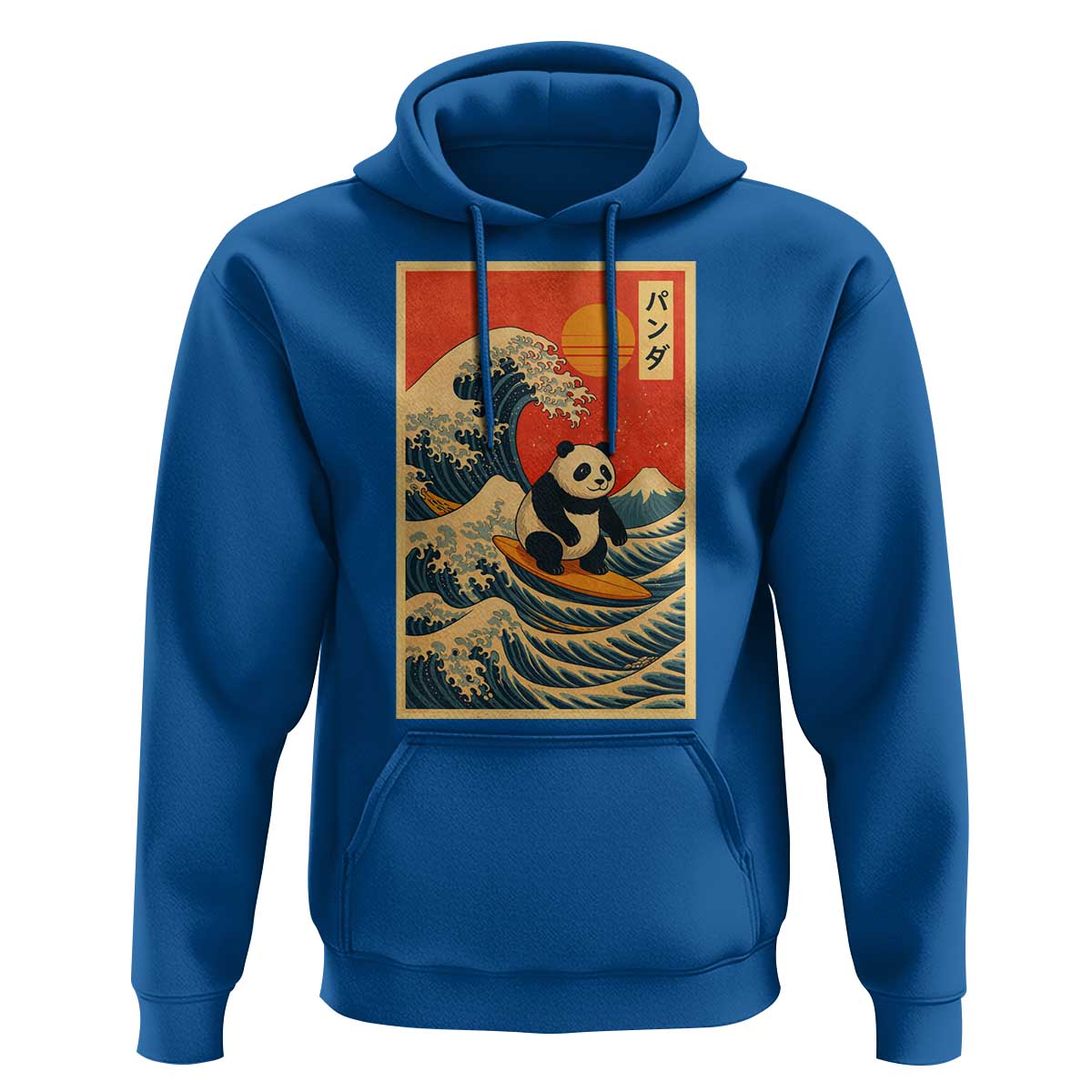 Panda Surfing Japanese Hoodie Vintage Great Wave Off Kanagawa Anime Kawaii - Wonder Print Shop