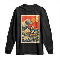Panda Surfing Japanese Long Sleeve Shirt Vintage Great Wave Off Kanagawa Anime Kawaii - Wonder Print Shop