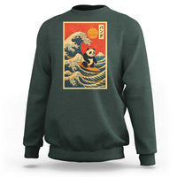 Panda Surfing Japanese Sweatshirt Vintage Great Wave Off Kanagawa Anime Kawaii - Wonder Print Shop