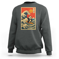Panda Surfing Japanese Sweatshirt Vintage Great Wave Off Kanagawa Anime Kawaii - Wonder Print Shop