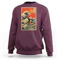 Panda Surfing Japanese Sweatshirt Vintage Great Wave Off Kanagawa Anime Kawaii - Wonder Print Shop