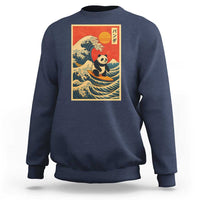 Panda Surfing Japanese Sweatshirt Vintage Great Wave Off Kanagawa Anime Kawaii - Wonder Print Shop