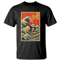 Panda Surfing Japanese T Shirt Vintage Great Wave Off Kanagawa Anime Kawaii - Wonder Print Shop