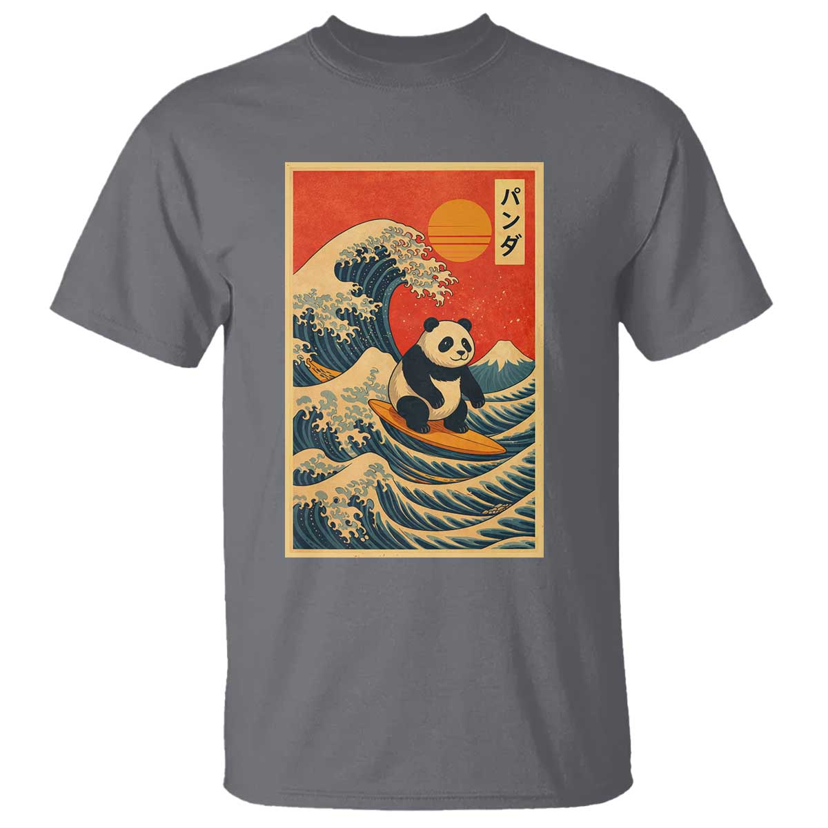 Panda Surfing Japanese T Shirt Vintage Great Wave Off Kanagawa Anime Kawaii - Wonder Print Shop