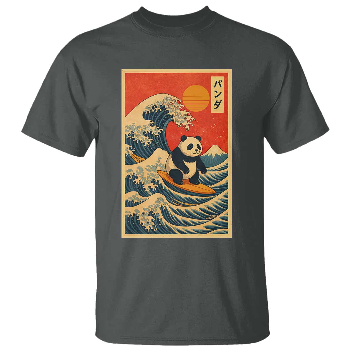 Panda Surfing Japanese T Shirt Vintage Great Wave Off Kanagawa Anime Kawaii - Wonder Print Shop