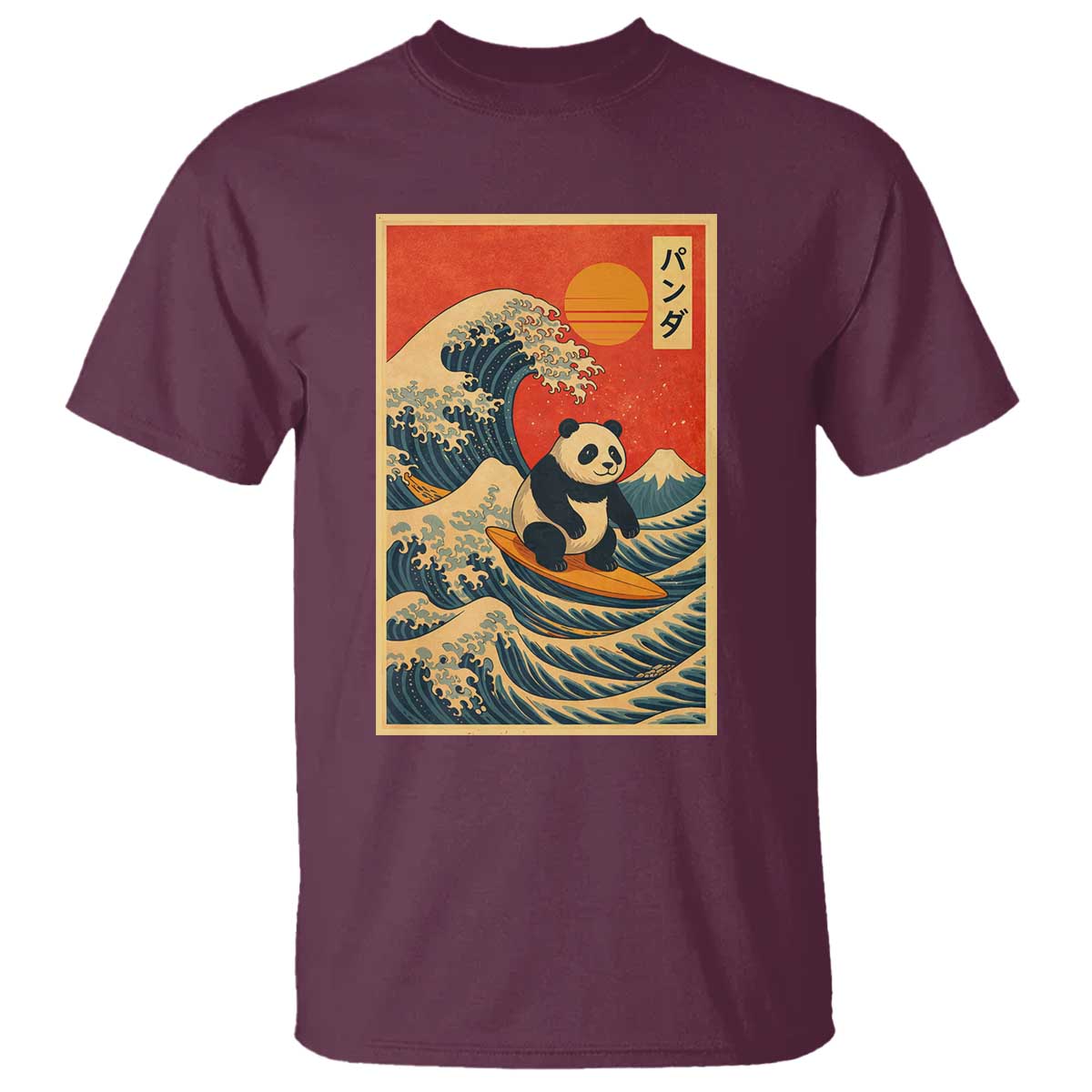 Panda Surfing Japanese T Shirt Vintage Great Wave Off Kanagawa Anime Kawaii - Wonder Print Shop