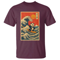 Panda Surfing Japanese T Shirt Vintage Great Wave Off Kanagawa Anime Kawaii - Wonder Print Shop