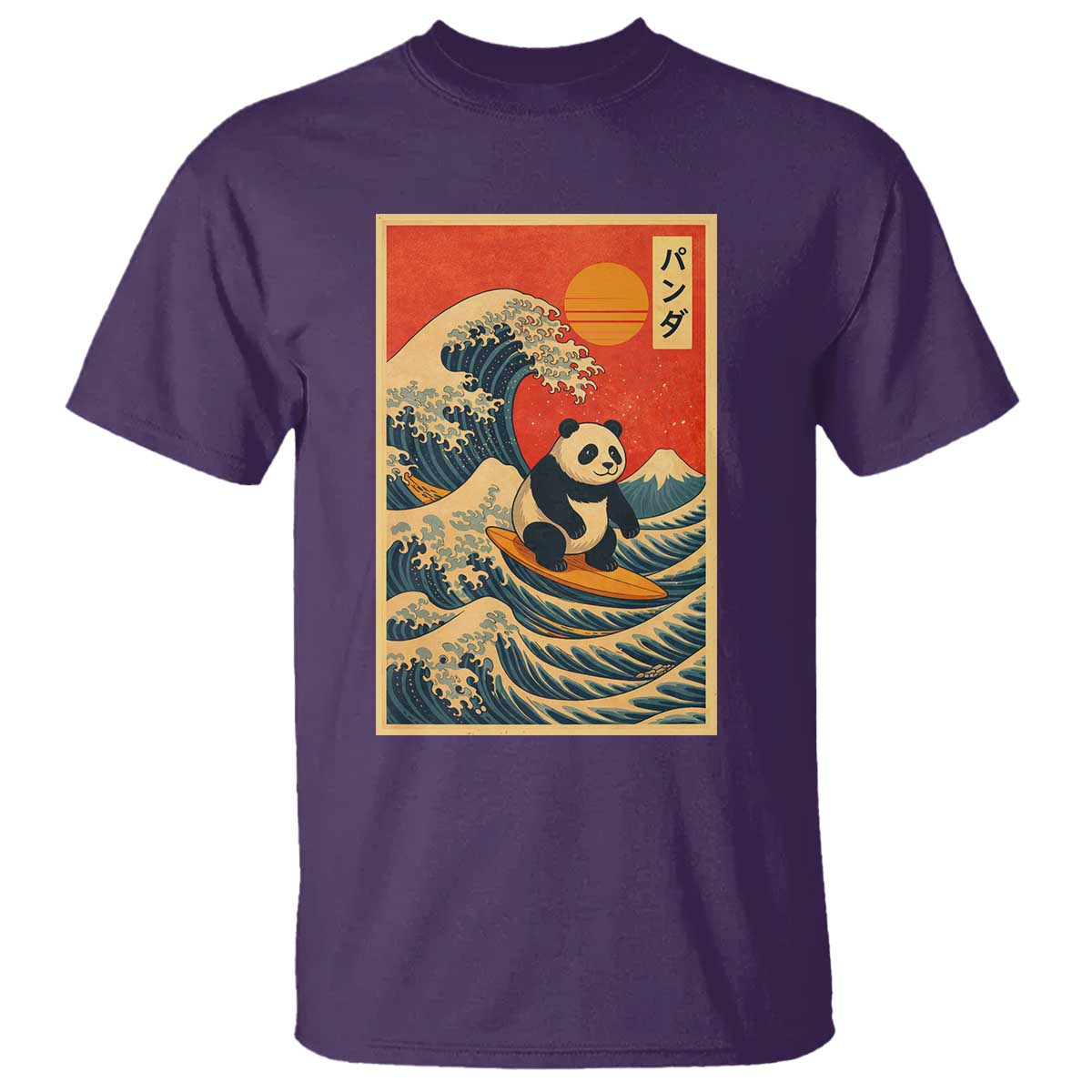 Panda Surfing Japanese T Shirt Vintage Great Wave Off Kanagawa Anime Kawaii - Wonder Print Shop