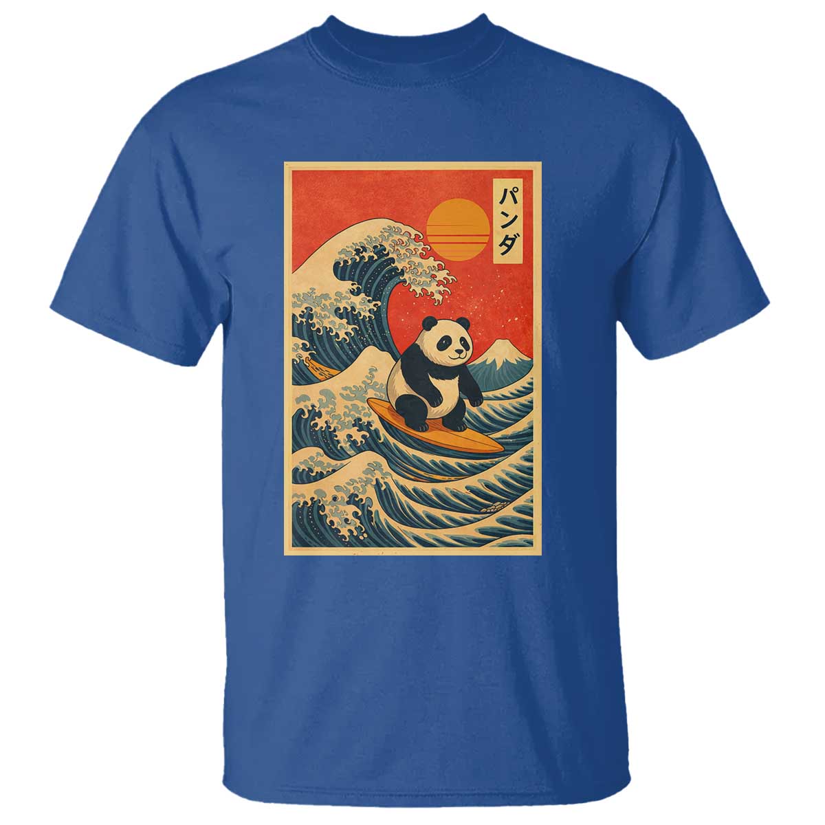 Panda Surfing Japanese T Shirt Vintage Great Wave Off Kanagawa Anime Kawaii - Wonder Print Shop