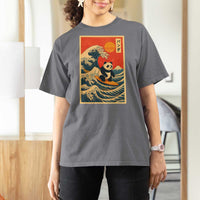 Panda Surfing Japanese T Shirt For Women Vintage Great Wave Off Kanagawa Anime Kawaii - Wonder Print Shop